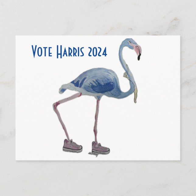 Omröstning: 2024 Blå FLAmingo med Pearls-vykort Vykort (Framsida)