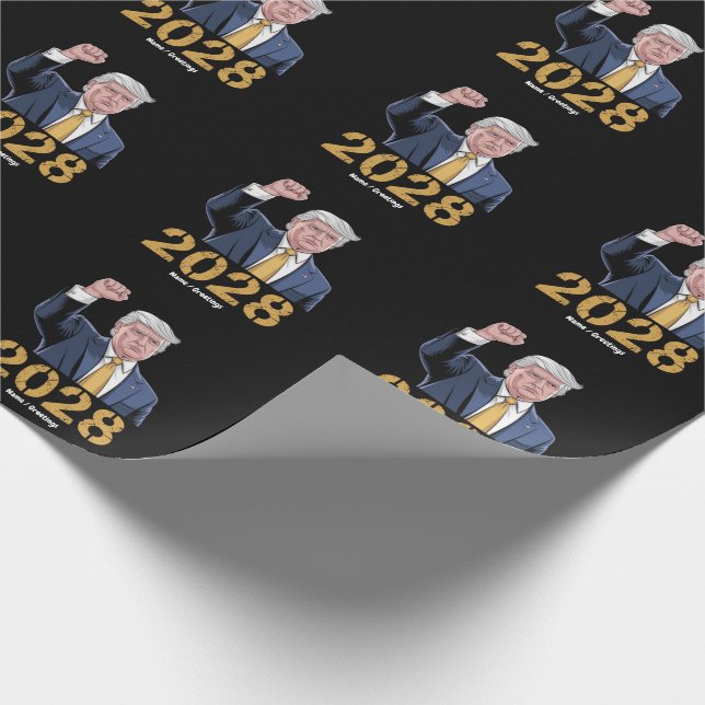 Omröstning: Donald Trump 2028 Pro Trump USA flagga Presentpapper (Hörn)