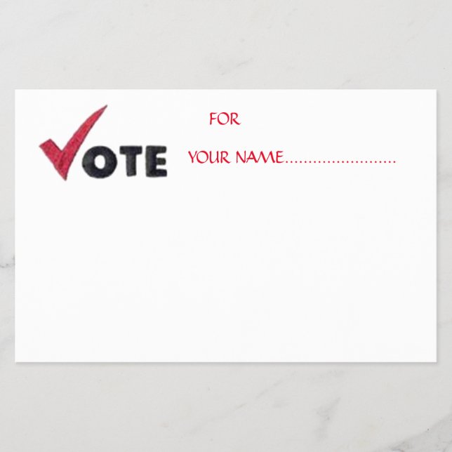 OMRÖSTNING FÖR DIN KANDIDAT... FLYGBLAD (Framsidan)