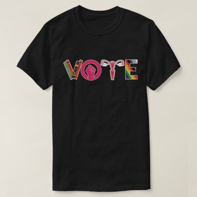 OMRÖSTNING Förbjuden Bokar Kvinnor Höger Feministi T Shirt (Design framsida)