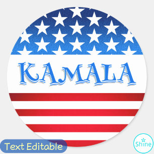 Omröstning Kamala Harris USA flagga Typography Anp Runt Klistermärke