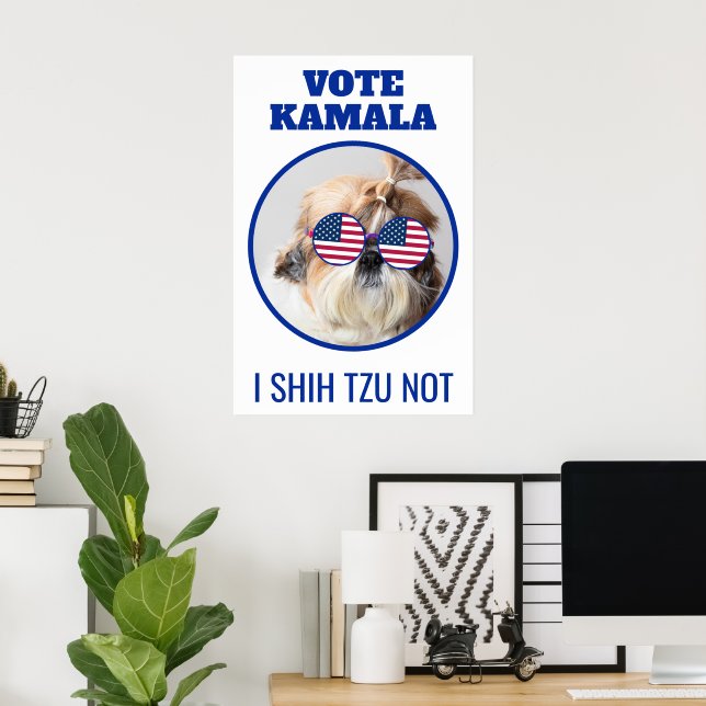 Omröstning Kamala USA flagga Shih Tzu Inte söt hun Poster (Hemmakontoret)