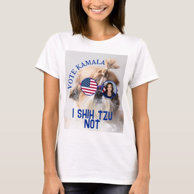 Omröstning Kamala USA flagga Shih Tzu Inte söt hun T Shirt (Framsida)