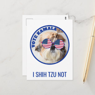 Omröstning Kamala USA flagga Shih Tzu Inte söt hun Vykort