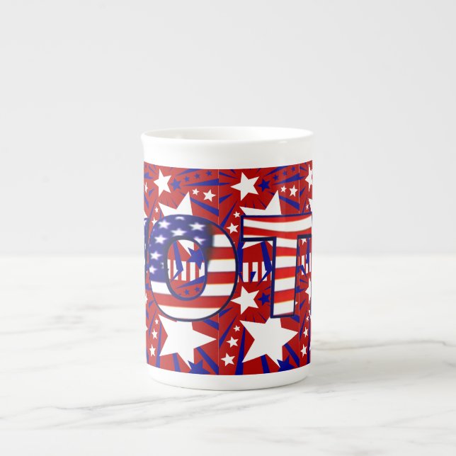 Omröstning med Stars och stripes - Benporslin Mugg (Framsidan)