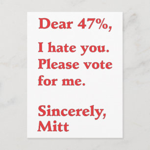 Omröstning om Barack Obama Mitt Romney Hates dig 4 Vykort