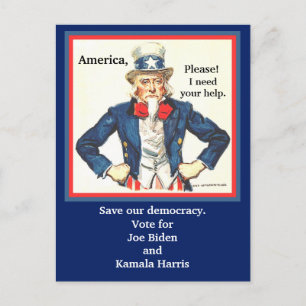 Omröstning om Joe Biden & Kamala Harris, farbror S Vykort