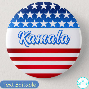 Omröstning om Kamala Harris USA flagga Personlig T Knapp