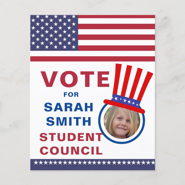 Omröstning om klassordförande: Hat & flagga fotofl Flygblad (Framsidan)