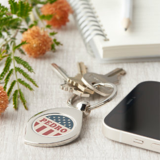 Omröstning om Pedro Classic Retro American Voter B Swirl Silverfärgad Nyckelring