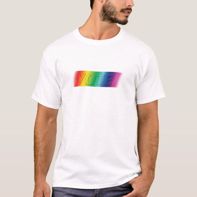 Omröstning - pridets regnbåge färg t-shirt (Framsida)