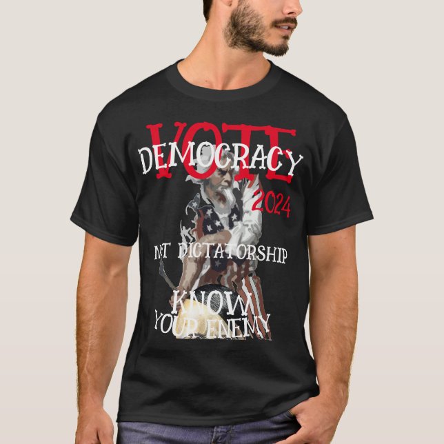 OMRÖSTNINGSDEMOKRATI INTE DIKTATUR 2024 T SHIRT (Framsida)