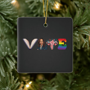 OMRTE Bokar Uterus LGBT Kamala Harris Walz Val Julgransprydnad Keramik