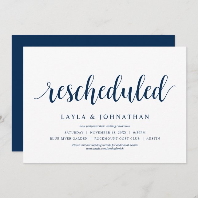 Omschemalagd, Bröllop Ändra datum Inbjudningar (Fram/baksida)