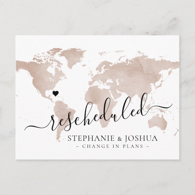 Omschemalagd Framflyttad Destination Bröllopskarta Meddelande Vykort (Framsida)