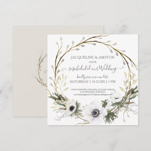 Omschemalagt Bröllop Anemone White Grått Eucalyptu Inbjudningar