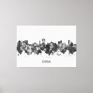 Omsk Ryssland Skyline BW Canvastryck