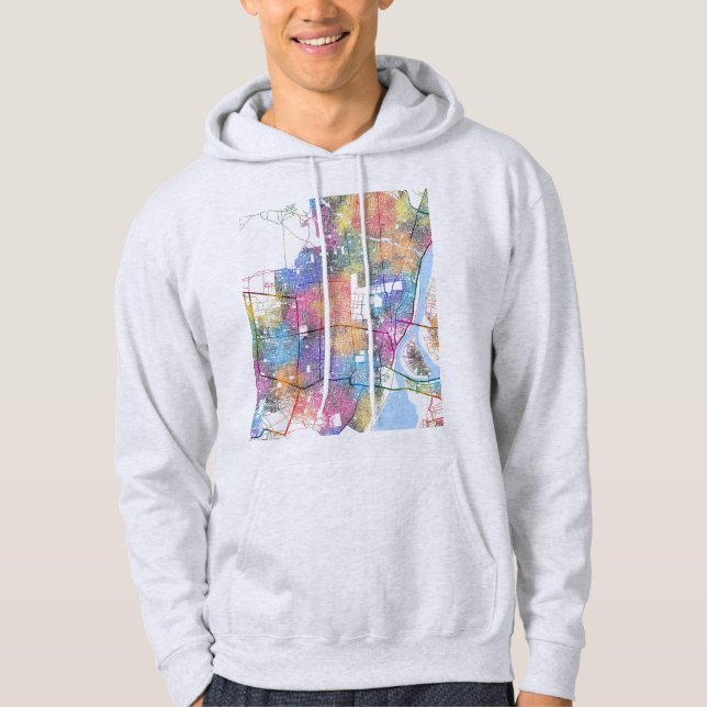 Omsk Ryssland Stadskarta Hoodie (Framsida)