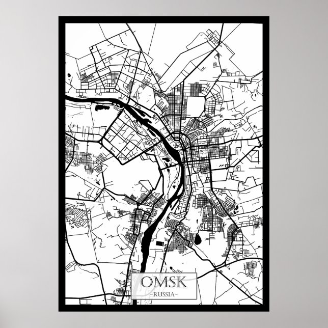 Omsk Ryssland Stadskarta Poster (Framsidan)