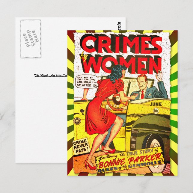 Omslag till Golden Age-serietidning #1 'Crimes by  Vykort (Fram/baksida)