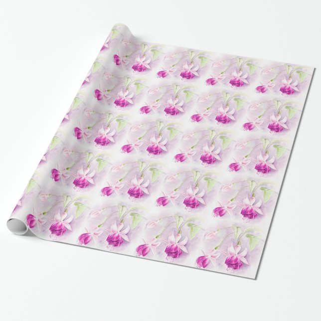 Omslagning av Fuchsia bra art rosa lila Presentpapper (Utrullad)