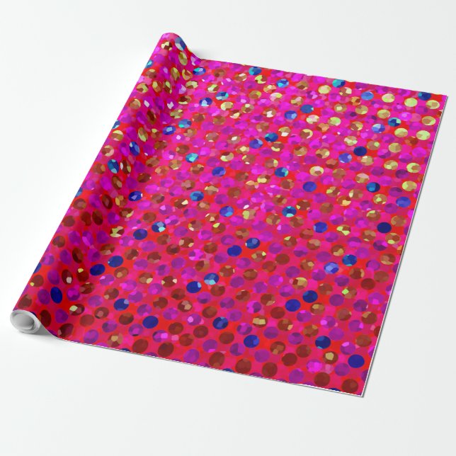 Omslagning av Pappra polka Dot Sparkley Jewels Presentpapper (Utrullad)