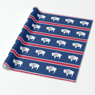 Omslagning papper med Flagga av Wyoming Presentpapper
