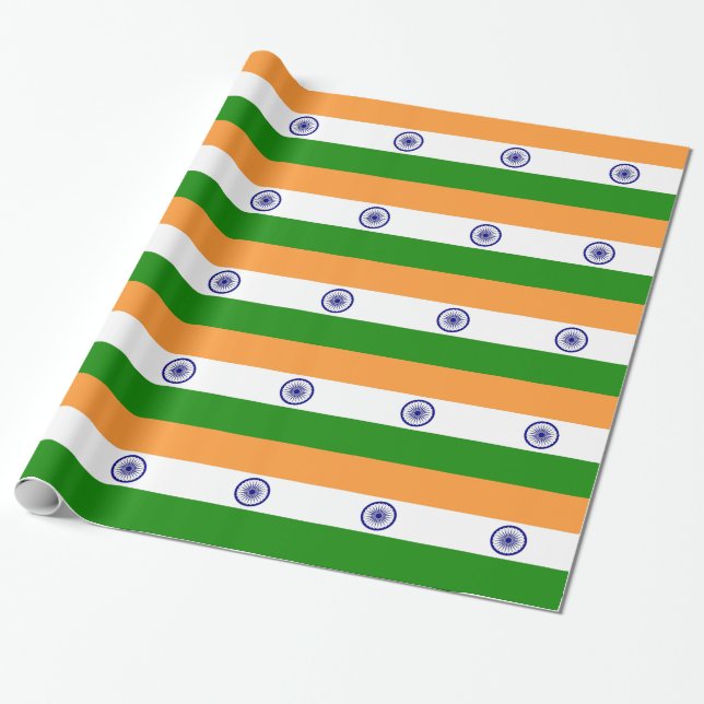 Omslagning papper med Flagga Indien Presentpapper (Utrullad)