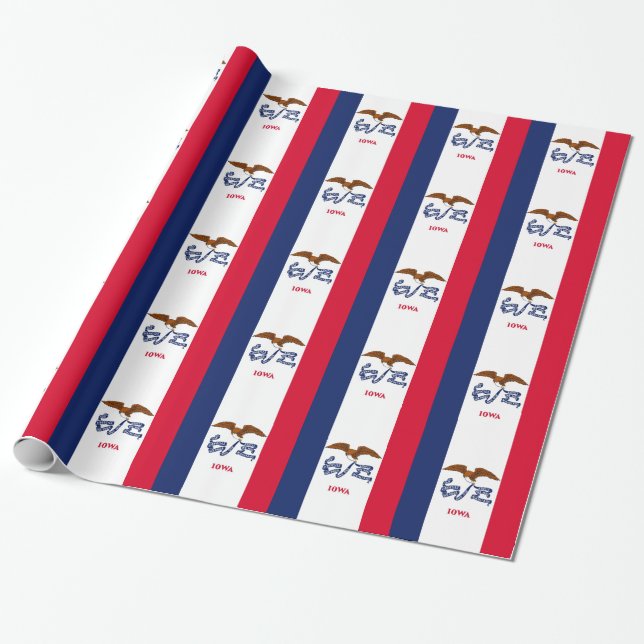 Omslagning papper med Flagga Iowa Presentpapper (Utrullad)