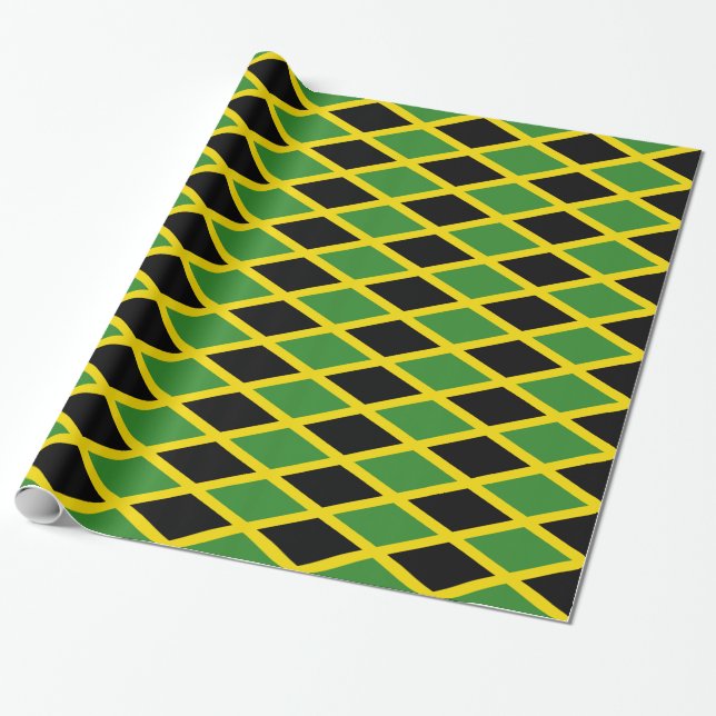 Omslagning papper med Flagga Jamaica Presentpapper (Utrullad)