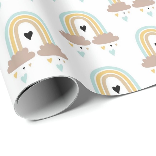 Omslagning Papper - Rinbuskmoln - Hearter Presentpapper (Rullad Hörn)