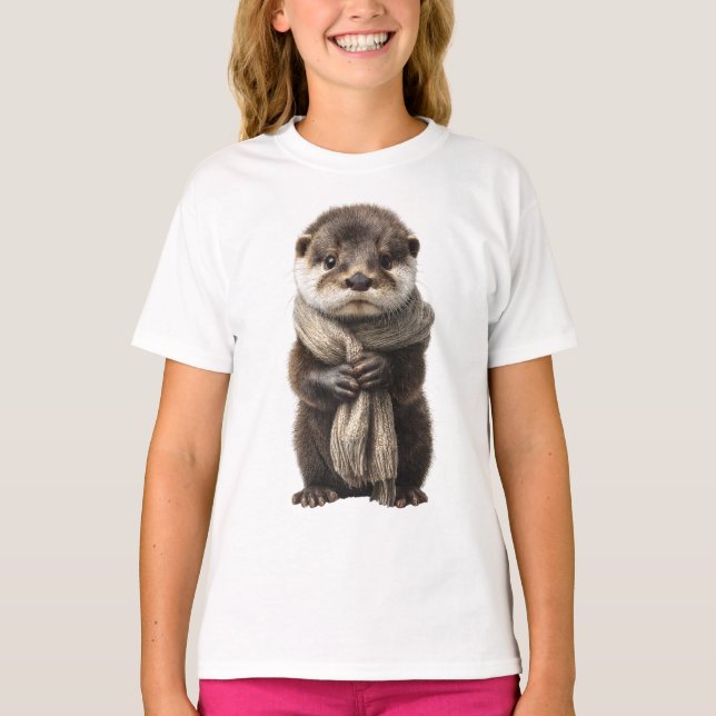 Omslutande Scarf Utter Barn T Shirt (Framsida)