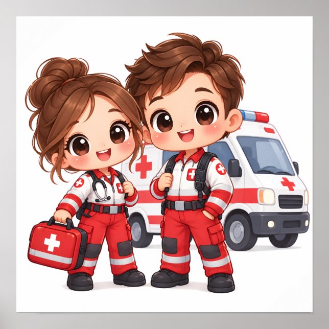 Omsorgsfull paramedicduo poster (Framsidan)