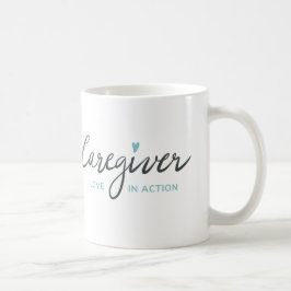 Omsorgsgivarens kärlek i aktion med Teal Heart-mug Kaffemugg