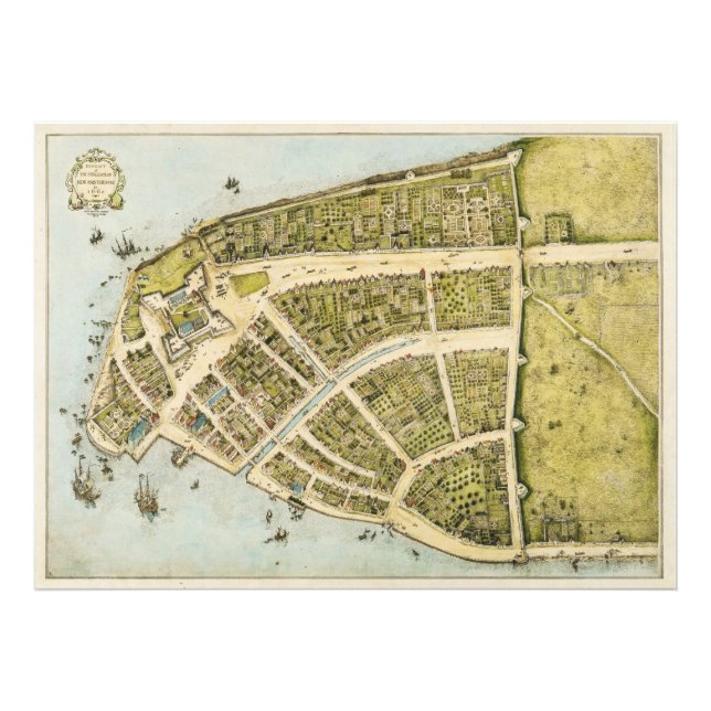 Omstöpningen av Castello-planen Nya Amsterdam 1660 Fototryck (Framsidan)