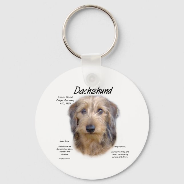 Omstuderade Dachshund-historik Nyckelring (Framsida)