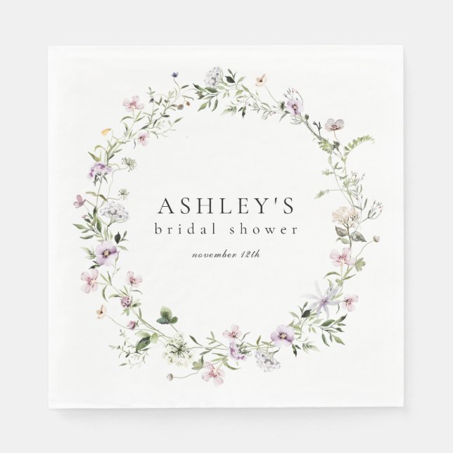 Ömt floral lavendel bröllopsdusch pappersservett (Framsidan)