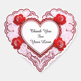 Ömt hjärtkort med spets hjärtformat klistermärke