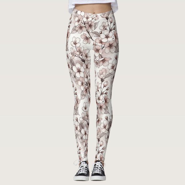 Ömt Körsbärsblomsdesign Leggings (Framsida)