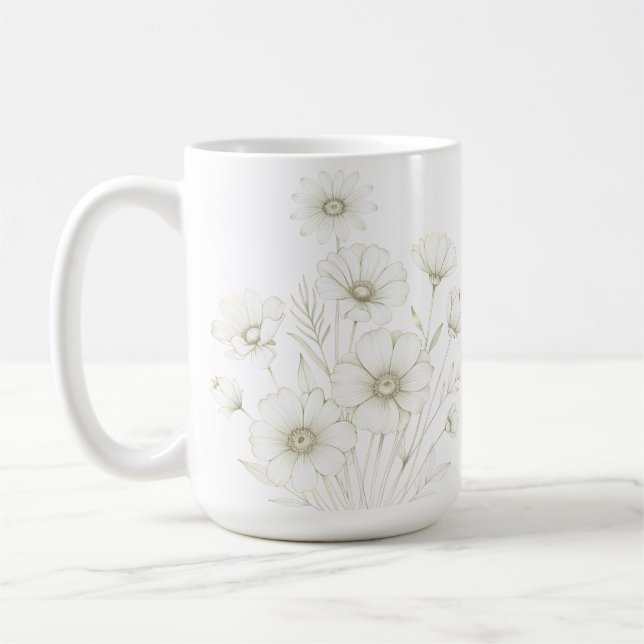 Ömt Kosmos Bouquet Linje Konst Nåde Kaffemugg (Vänster)