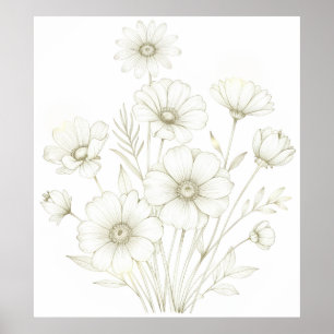 Ömt Kosmos Bouquet Linje Konst Nåde Poster