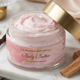 Ömt rosa & guld glitter body butter burk etikett