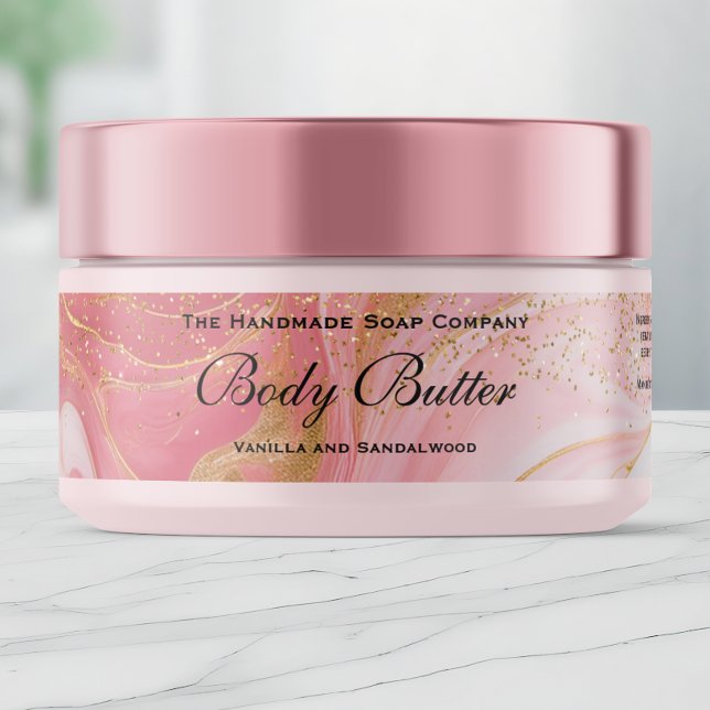 Ömt rosa & guld glitter body butter burk etikett (Skapare uppladdad)