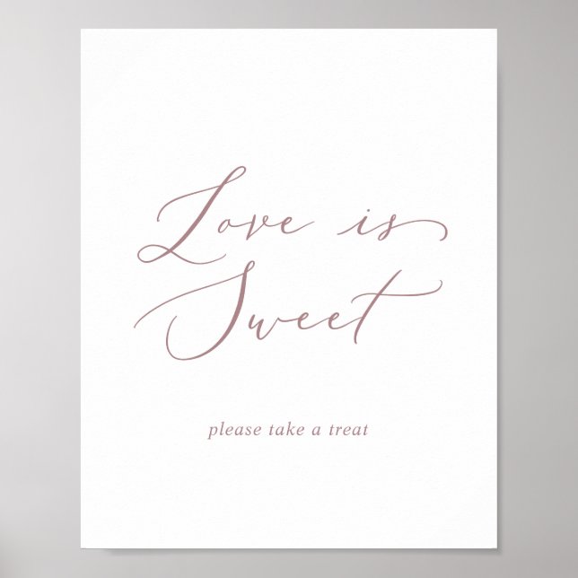 Ömt Skär Roséguld Kärlek är Söt Bröllopsskylt Poster (Framsidan)