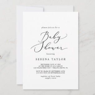 Ömt Svart Kalligrafi Baby Shower Inbjudningar