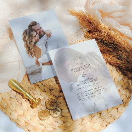 Ömt svart monogram kalligrafi foto bröllop inbjudningar