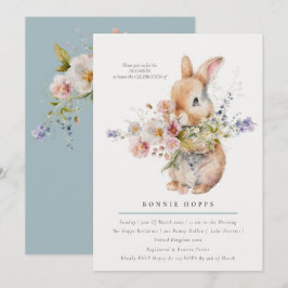 Ömt vårbarn kanin blomsterbukett inbjudningar