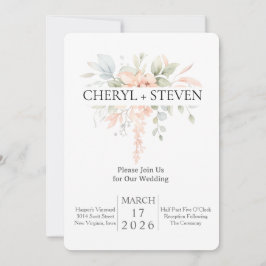 Ömt vattenfärg bouquet – Rosa rosor Blommig De Inbjudningar