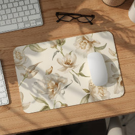 Ömt vattenfärg Vitt blommönster Musmatta