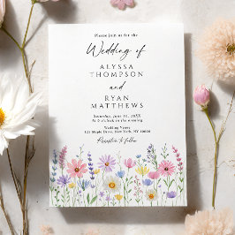 Ömtålig äng med vilda blommor bröllop inbjudningar